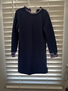 Vineyard Vines Navy Dress with Purple Floral Trim
